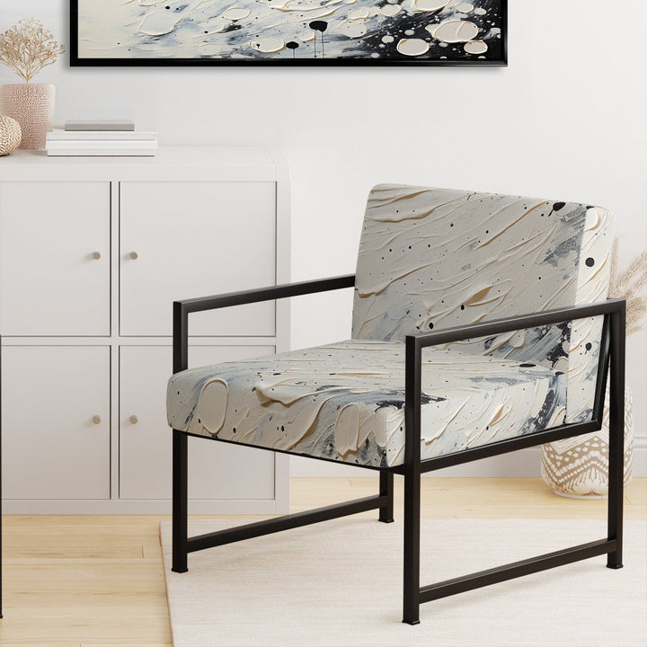 Grey White Mid Century Minimalist Wave - Modern Arm Chair