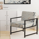 Grey White Mid Century Minimalist Wave - Modern Arm Chair