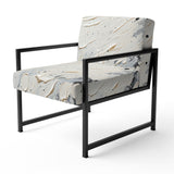 Grey White Mid Century Minimalist Wave - Modern Arm Chair