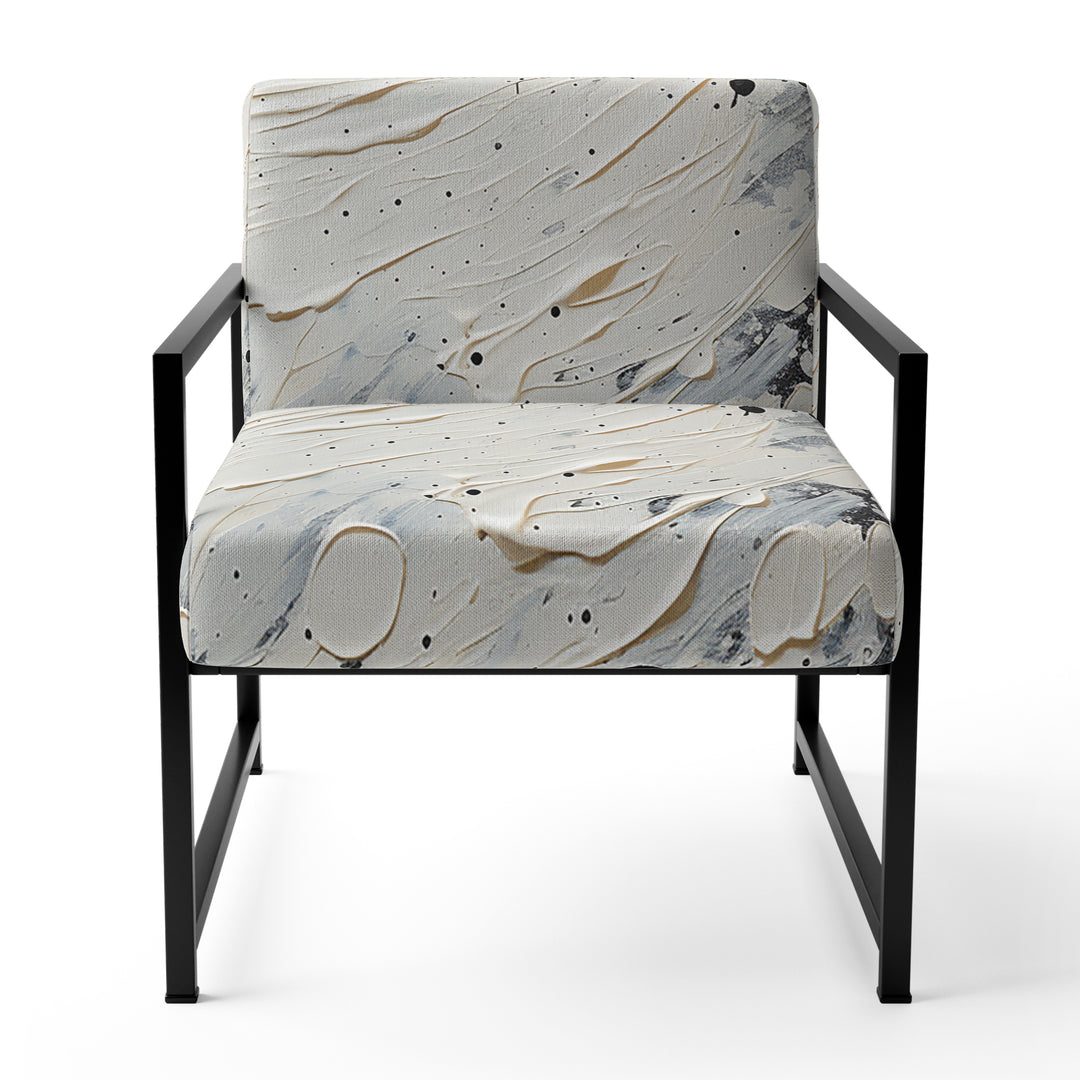 Grey White Mid Century Minimalist Wave - Modern Arm Chair