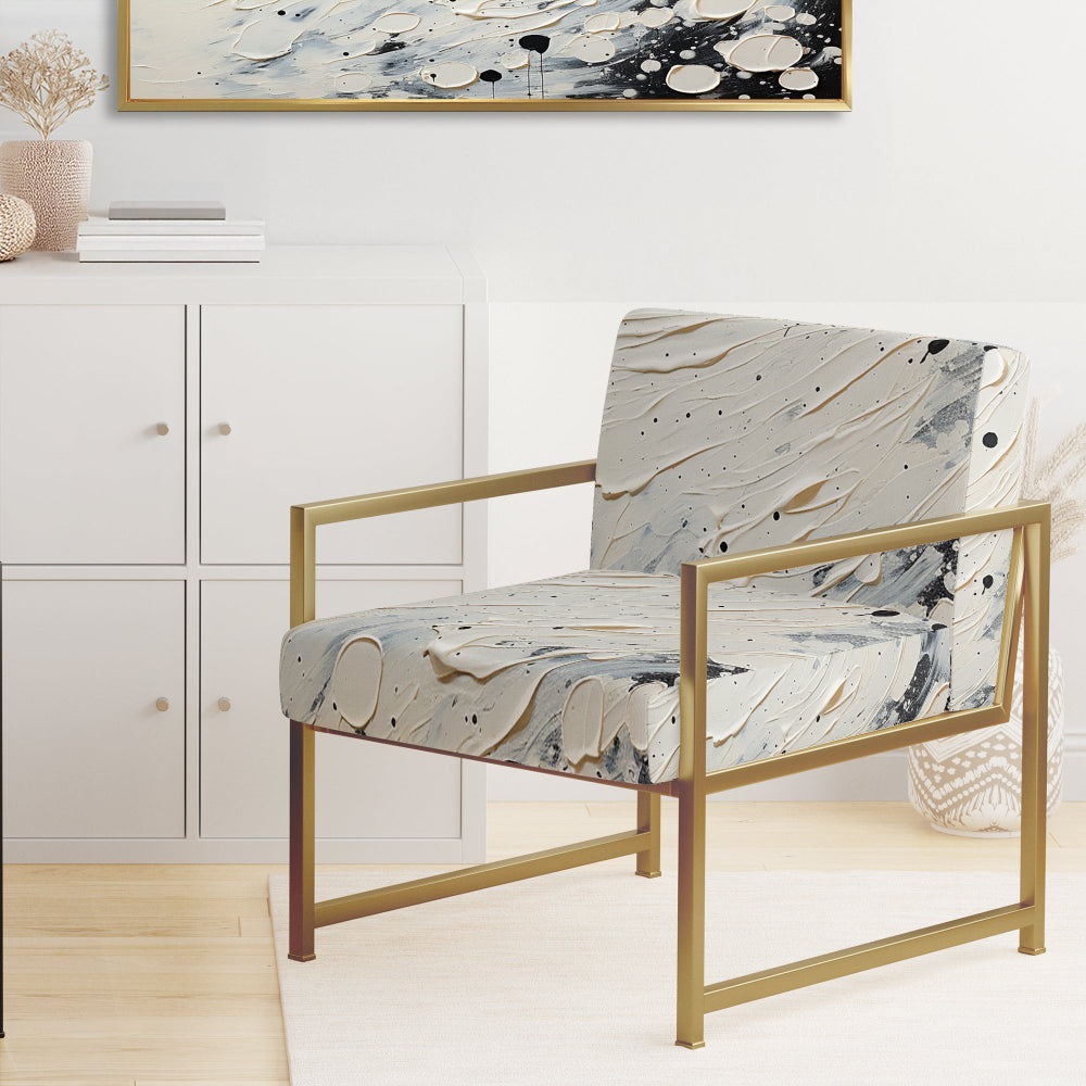 Grey White Mid Century Minimalist Wave - Modern Arm Chair