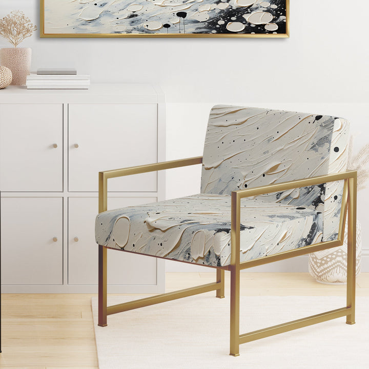 Grey White Mid Century Minimalist Wave - Modern Arm Chair
