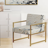Grey White Mid Century Minimalist Wave - Modern Arm Chair