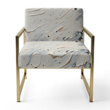 Grey White Mid Century Minimalist Wave - Modern Arm Chair