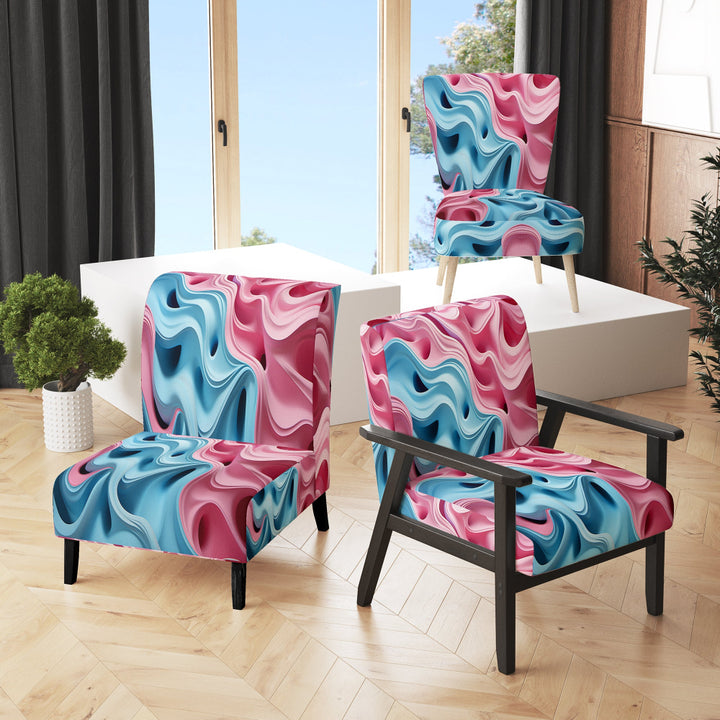 Op Art Blue And Pink Focus - Upholstered Modern Accent Chairs