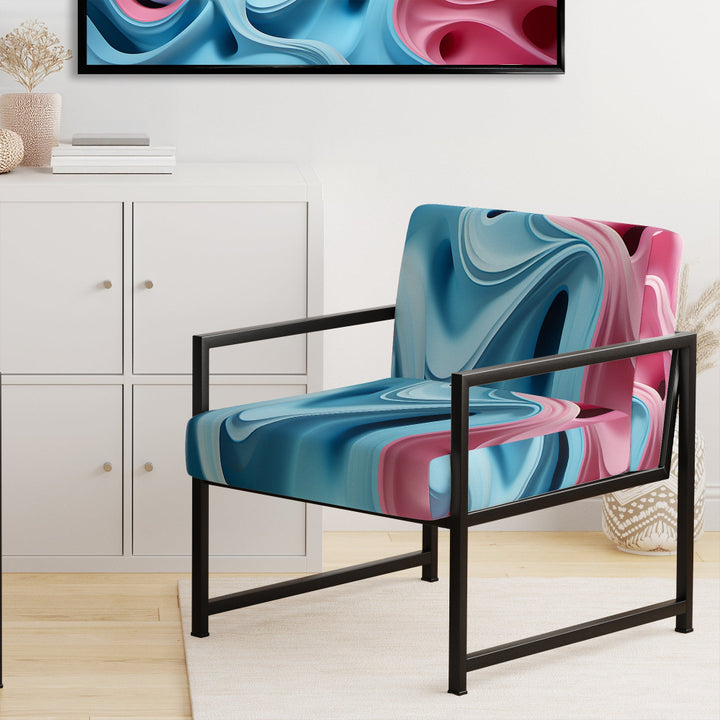 Op Art Blue And Pink Focus - Upholstered Modern Accent Chairs