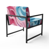 Op Art Blue And Pink Focus - Upholstered Modern Accent Chairs