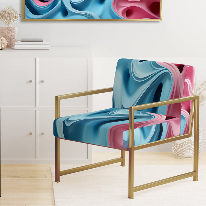 Op Art Blue And Pink Focus - Upholstered Modern Accent Chairs