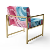 Op Art Blue And Pink Focus - Upholstered Modern Accent Chairs