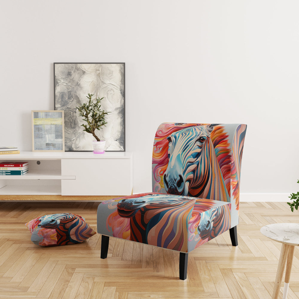 Colorful Zebra Portrait - Modern Accent Side Chair