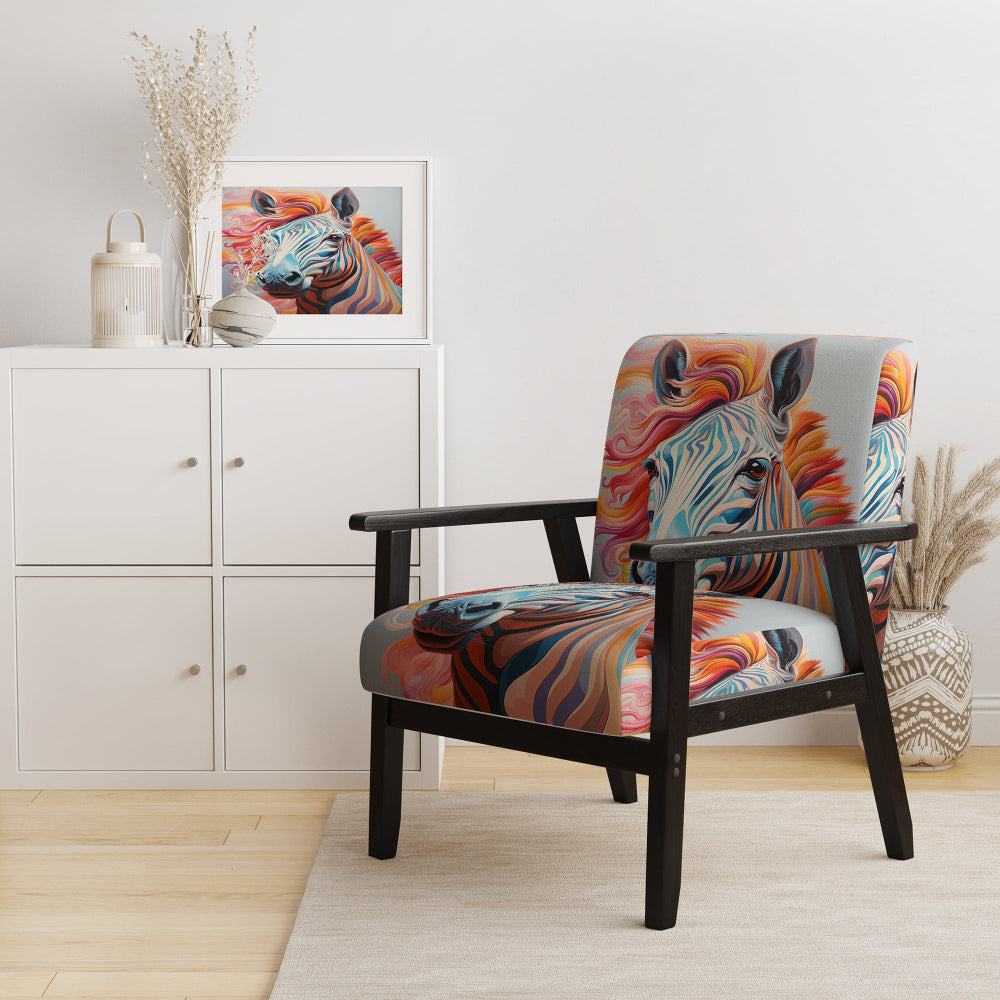 Colorful Zebra Portrait - Modern Accent Side Chair