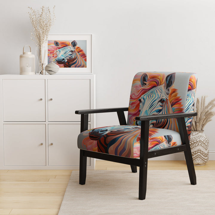 Colorful Zebra Portrait - Modern Accent Side Chair