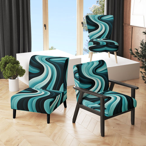 Turquoise Black Opt Art In - Modern Arm Chair