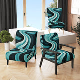 Turquoise Black Opt Art In - Modern Arm Chair