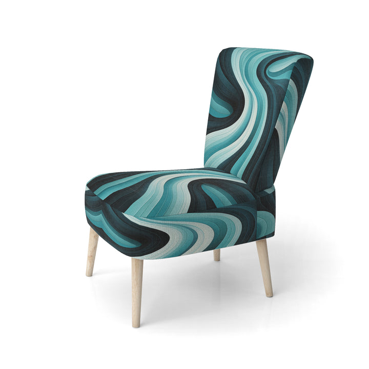 Turquoise Black Opt Art In - Modern Arm Chair