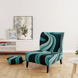 Turquoise Black Opt Art In - Modern Arm Chair