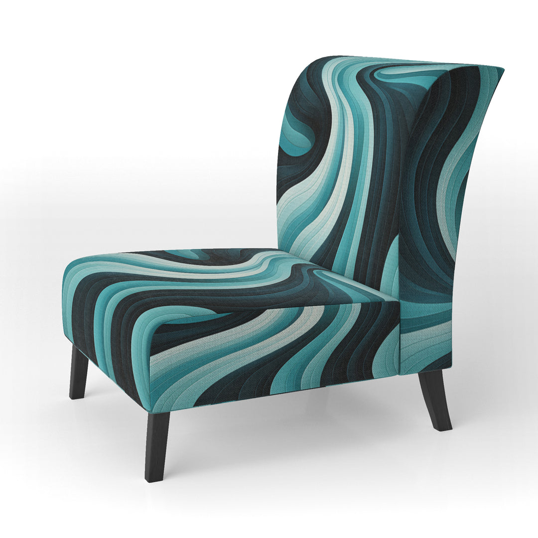 Turquoise Black Opt Art In - Modern Arm Chair