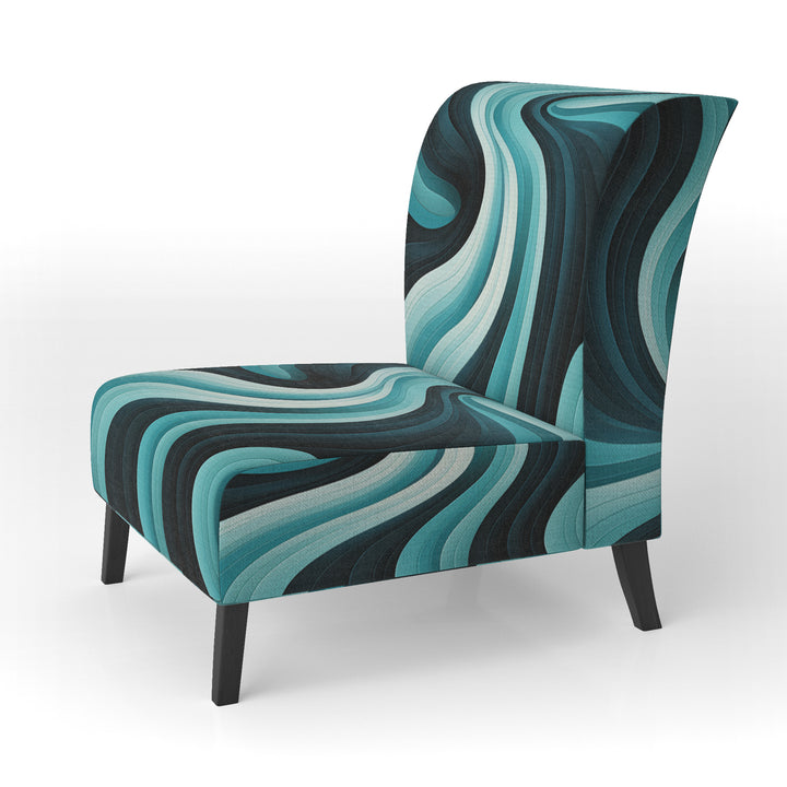 Turquoise Black Opt Art In - Modern Arm Chair