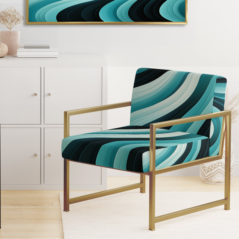Turquoise Black Opt Art In - Modern Arm Chair