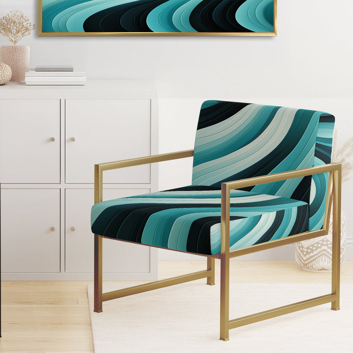 Turquoise Black Opt Art In - Modern Arm Chair