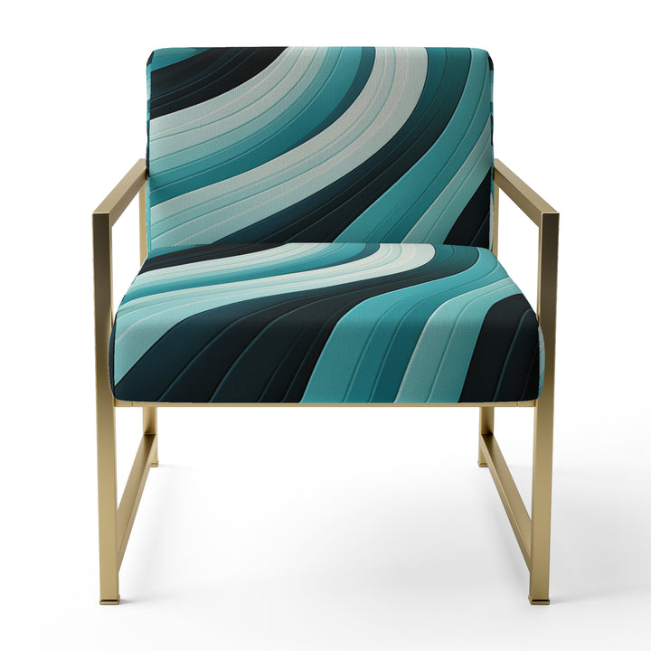 Turquoise Black Opt Art In - Modern Arm Chair