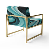 Turquoise Black Opt Art In - Modern Arm Chair