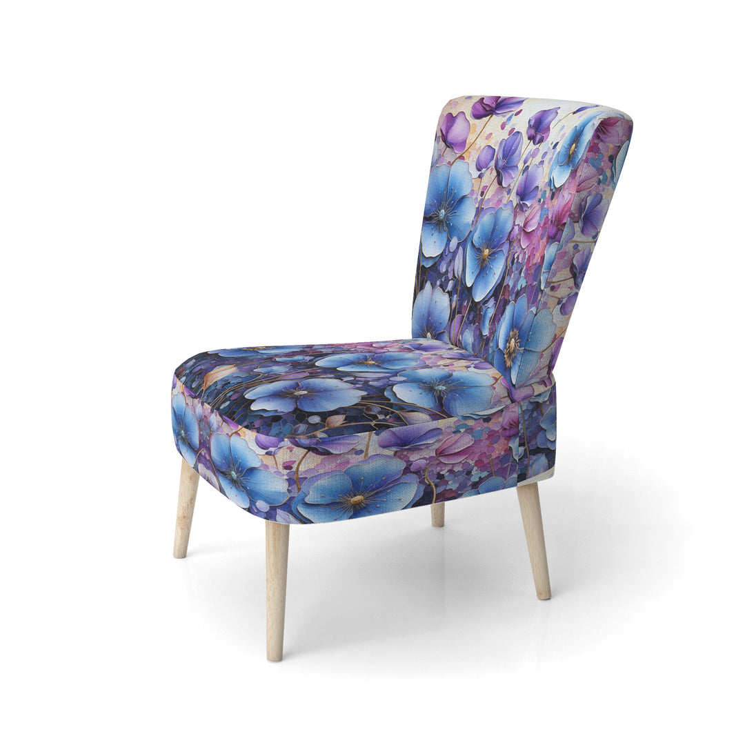 Blue Purple Pansies Field Pointillism Dot - Traditional Arm Chair