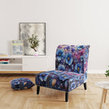 Blue Purple Pansies Field Pointillism Dot - Traditional Arm Chair