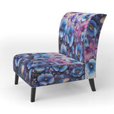 Blue Purple Pansies Field Pointillism Dot - Traditional Arm Chair