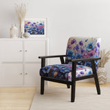 Blue Purple Pansies Field Pointillism Dot - Traditional Arm Chair