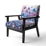 Blue Purple Pansies Field Pointillism Dot - Traditional Arm Chair