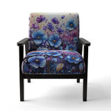 Blue Purple Pansies Field Pointillism Dot - Traditional Arm Chair