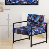 Blue Purple Pansies Field Pointillism Dot - Traditional Arm Chair