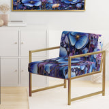 Blue Purple Pansies Field Pointillism Dot - Traditional Arm Chair