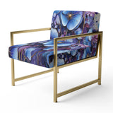 Blue Purple Pansies Field Pointillism Dot - Traditional Arm Chair