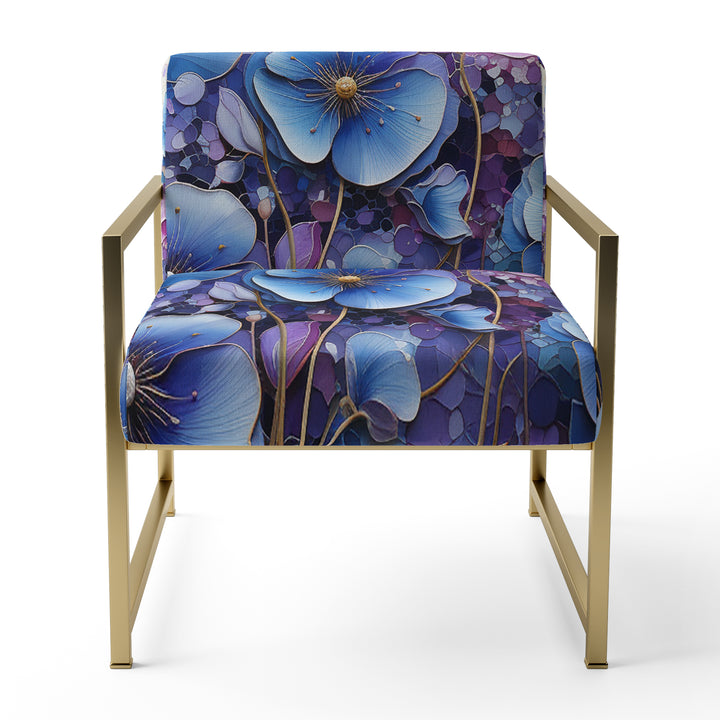 Blue Purple Pansies Field Pointillism Dot - Traditional Arm Chair