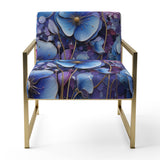 Blue Purple Pansies Field Pointillism Dot - Traditional Arm Chair