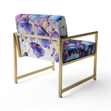 Blue Purple Pansies Field Pointillism Dot - Traditional Arm Chair