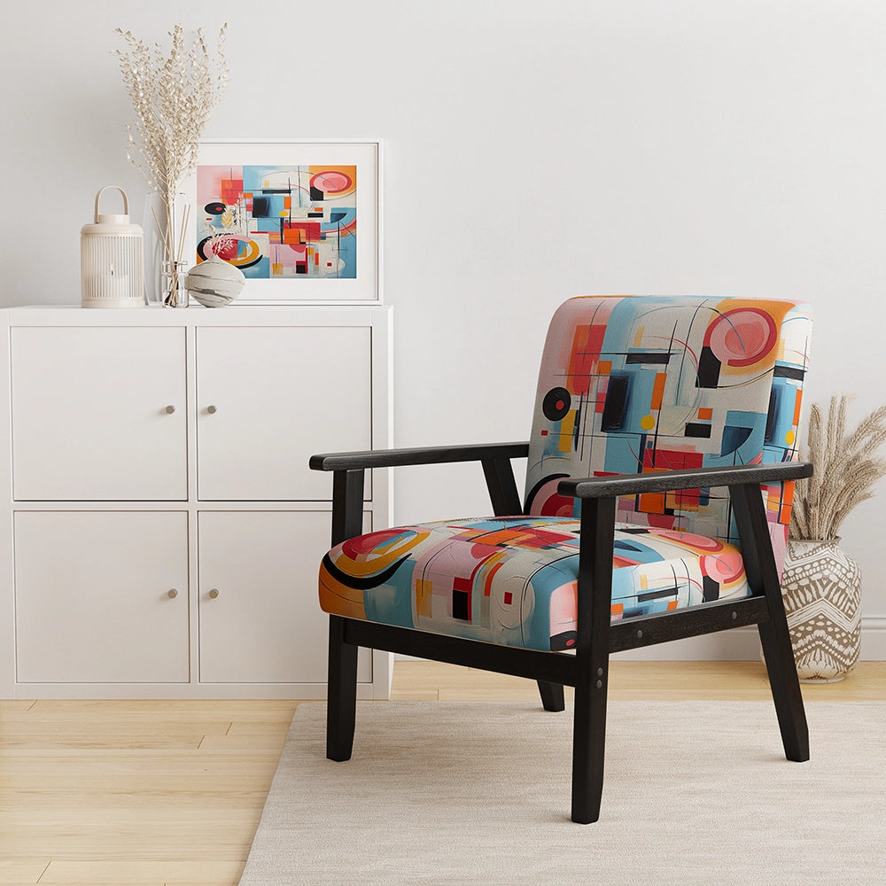 Pop Art Geometric Harmony I- Upholstered Accent Chair