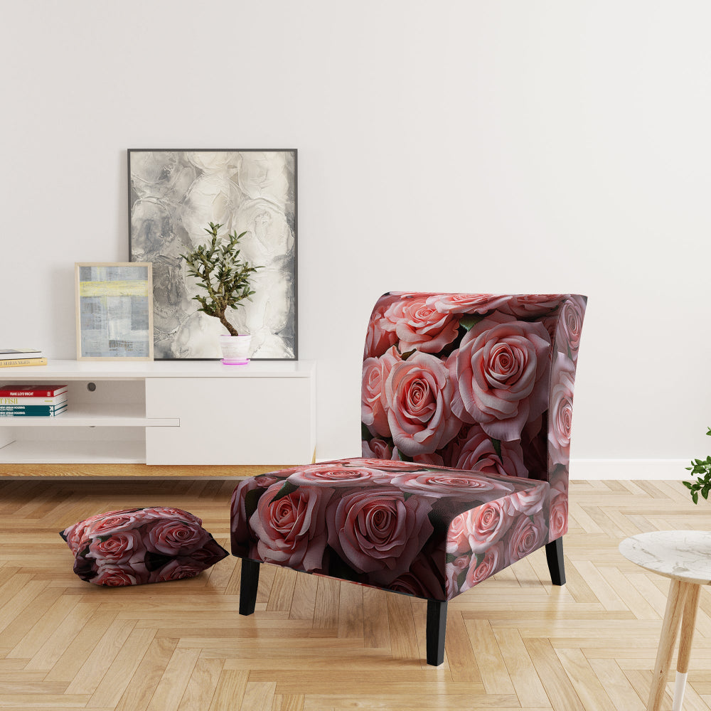 Pink Graceful Roses Bouquet - Modern Arm Chair
