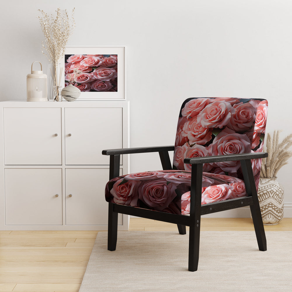 Pink Graceful Roses Bouquet - Modern Arm Chair