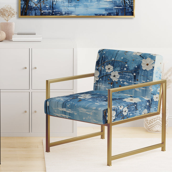 Winters Flowers Embrace Pointillism - Traditional Arm Chair
