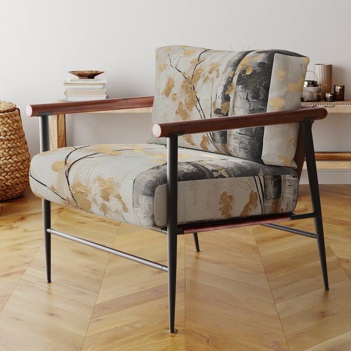 Tree Whispers Of Gray And Gold - Farmhouse Accent Chair