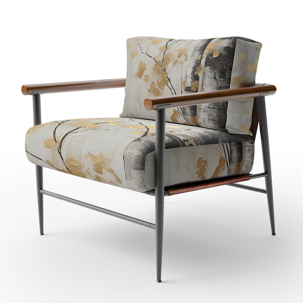 Tree Whispers Of Gray And Gold - Farmhouse Accent Chair