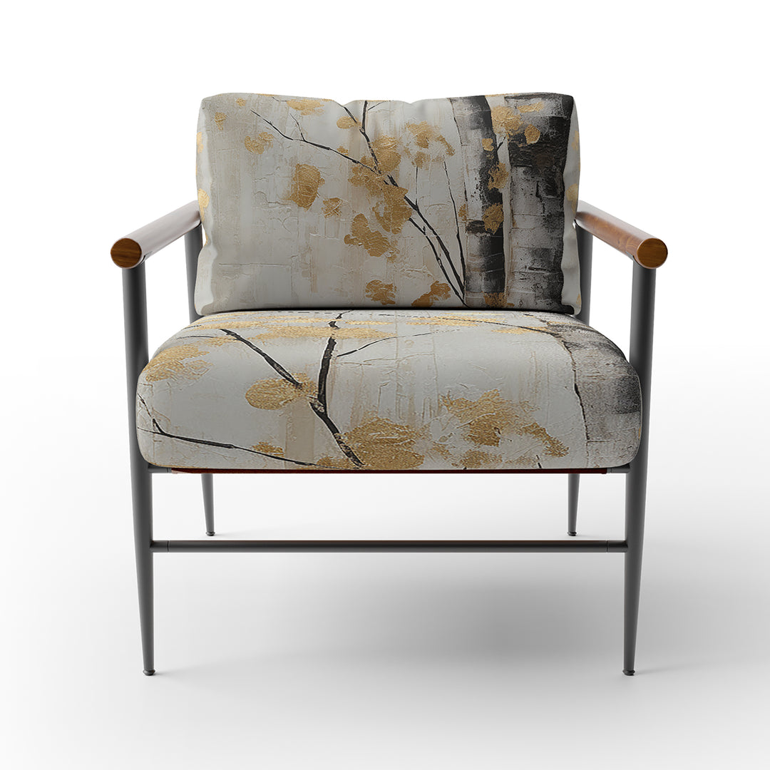 Tree Whispers Of Gray And Gold - Farmhouse Accent Chair