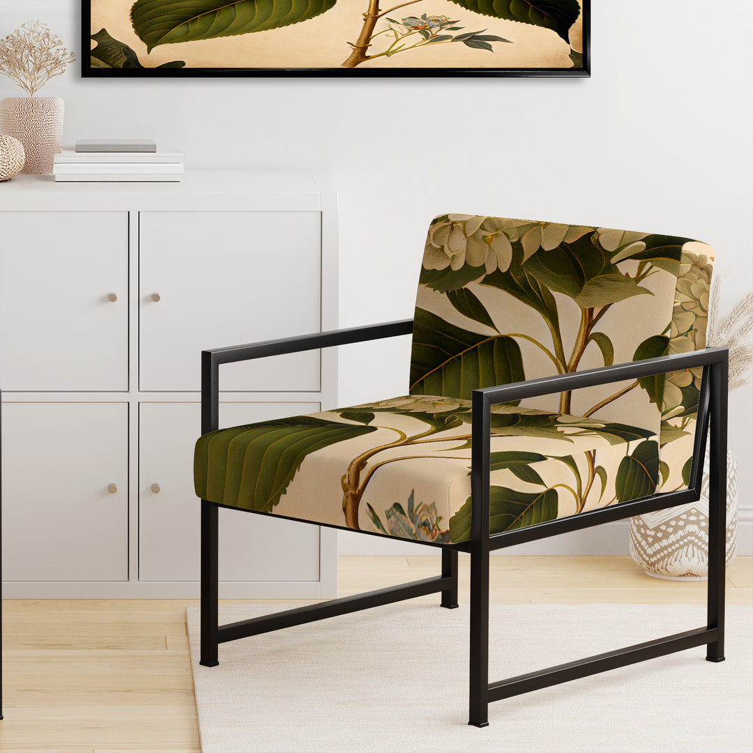Blossoming Hydrangena In Retro Colors III - Cottage Accent Chair