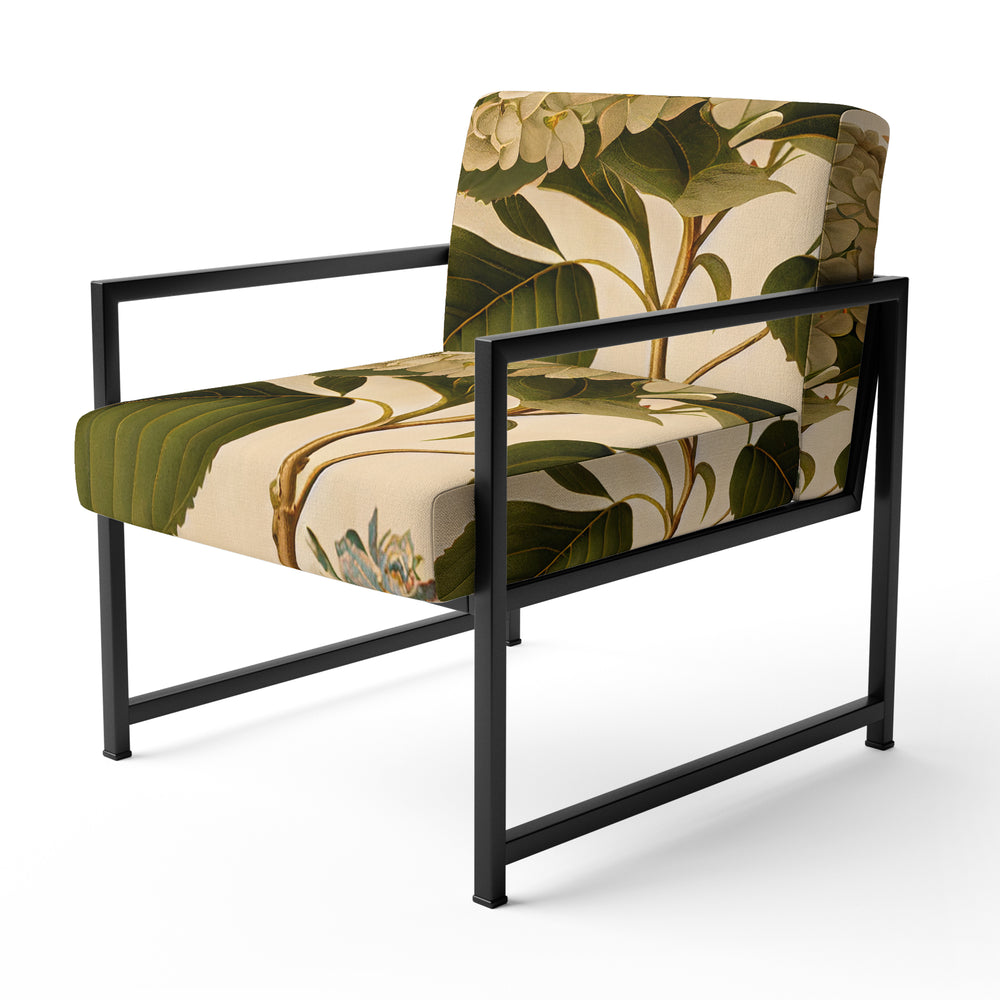 Blossoming Hydrangena In Retro Colors III - Cottage Accent Chair