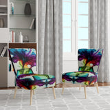 Purple And Blue Blossoming Flower - Traditional Accent Slipper Chair