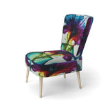 Purple And Blue Blossoming Flower - Traditional Accent Slipper Chair