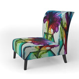 Purple And Blue Blossoming Flower - Traditional Accent Slipper Chair